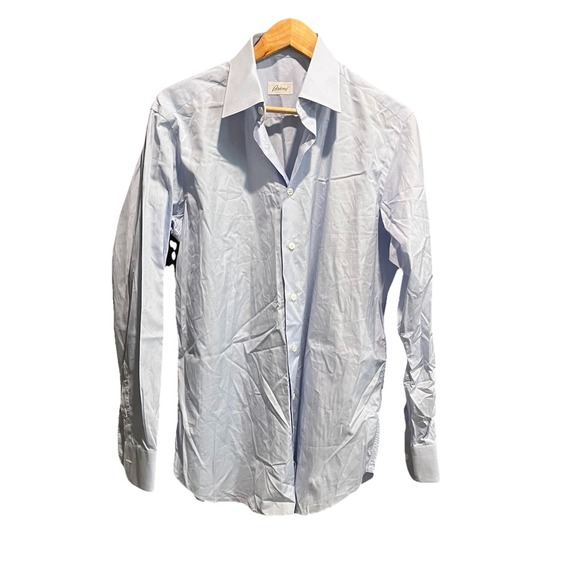 Brioni Light Blue Check Long Sleeve Brunico Men's Button Down Shirt Size 41